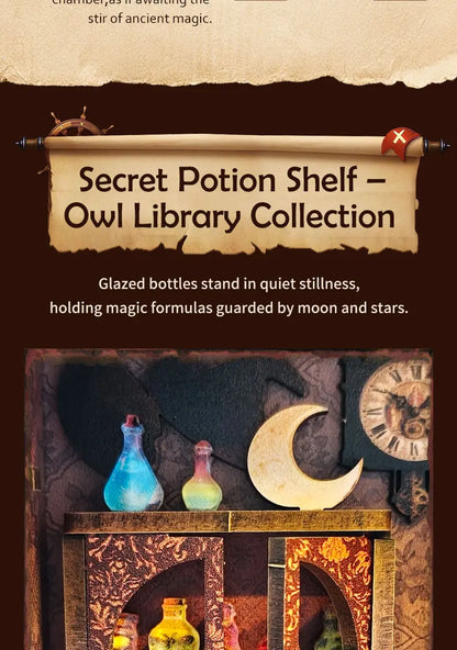 Wooden Miniature Model Owl Library Magic 3d wooden puzzle – finished result