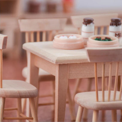 Miniature Wooden Dining Table & Chairs