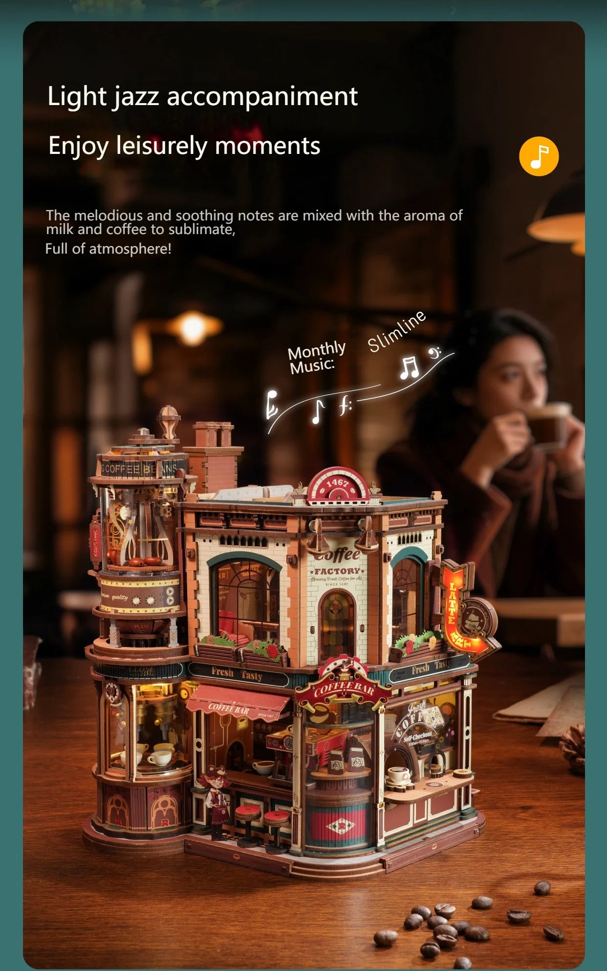 Coffee Factory DIY Miniature House Kit - Packaging Contents