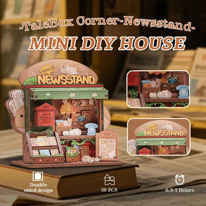 Newsstand Corner DIY Miniature House Kit - LED Lighting Feature