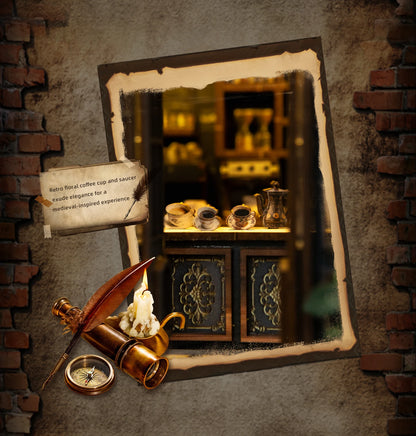 Wooden Green Crystal Coffee Shop Miniature 3d wooden puzzle – building process