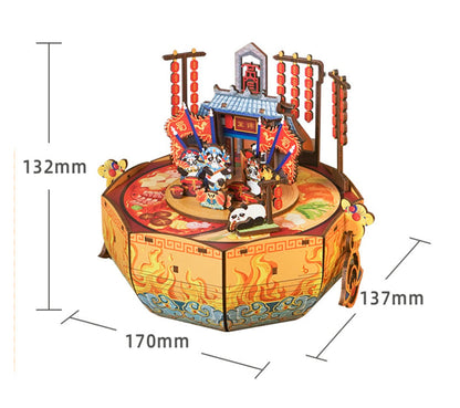 Chengdu Panda Music Box DIY Dollhouse Kit
