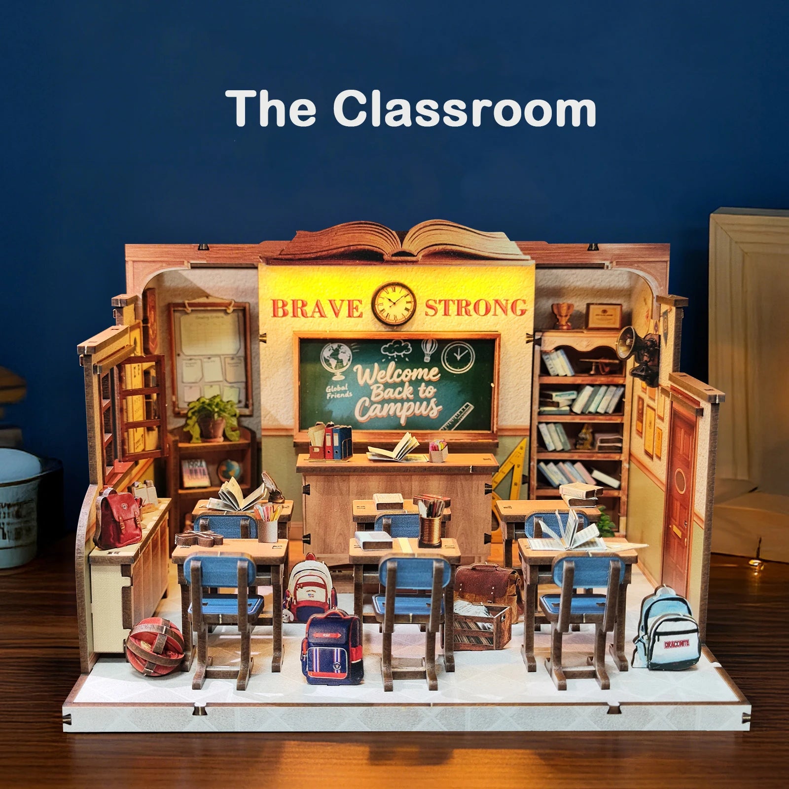 Wooden the Classroom Miniature Student Days 3d wooden puzzle – complete kit