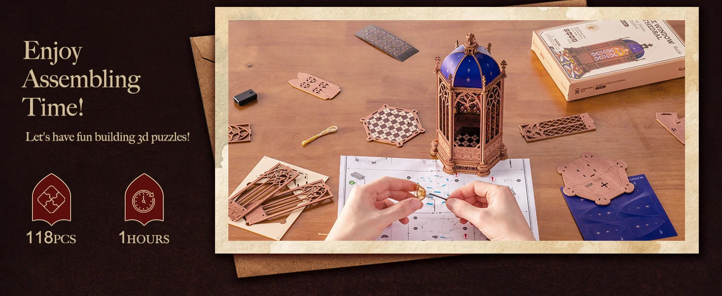 Tg Series Gothic Architecture Building 3 book nook kit – with LED lights on