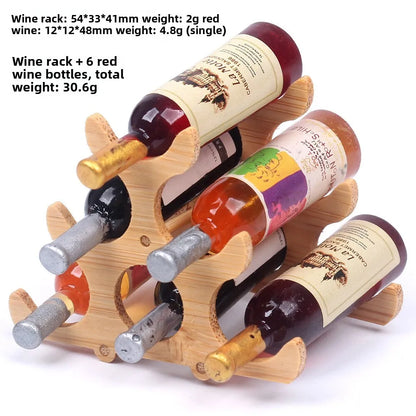 Miniature Bamboo Wine Rack Set for 1:6 Dollhouse