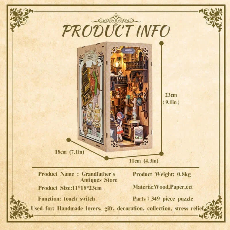 CUTEBEE Grandfather's Antique Store DIY Book Nook Kit
