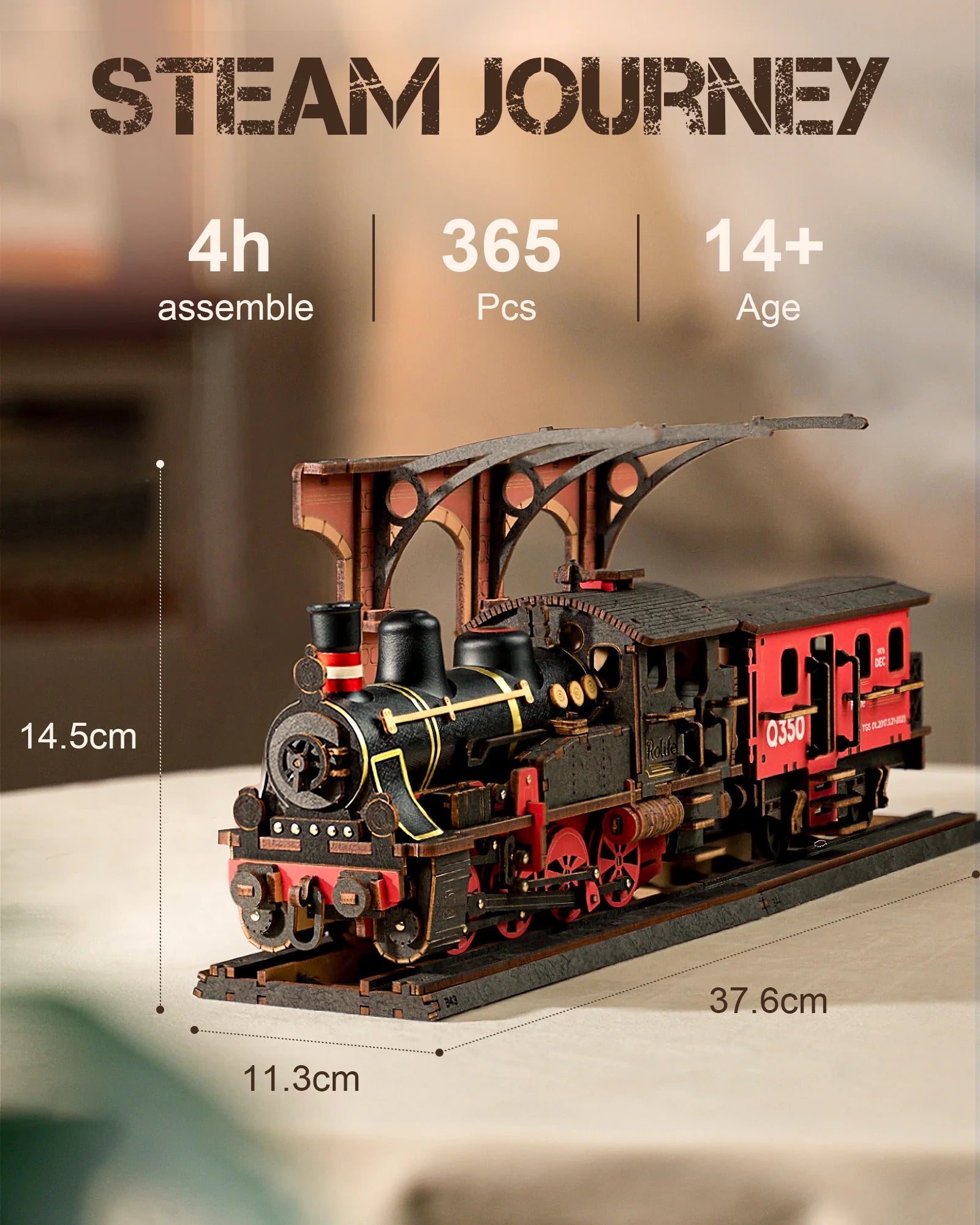 Steam Journey 3D Wooden Train Puzzle by Rolife - Book Nook Kit