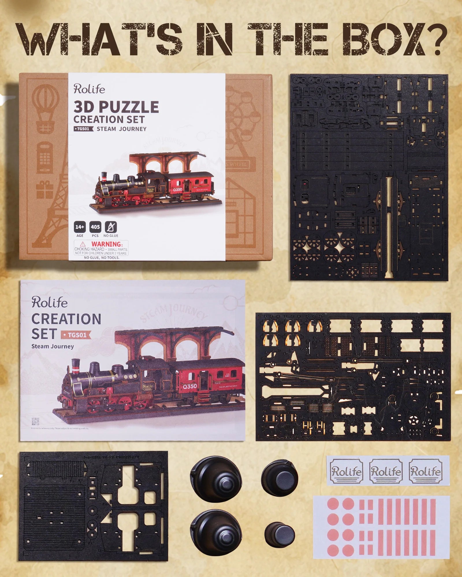 Steam Journey 3D Wooden Train Puzzle by Rolife - Book Nook Kit