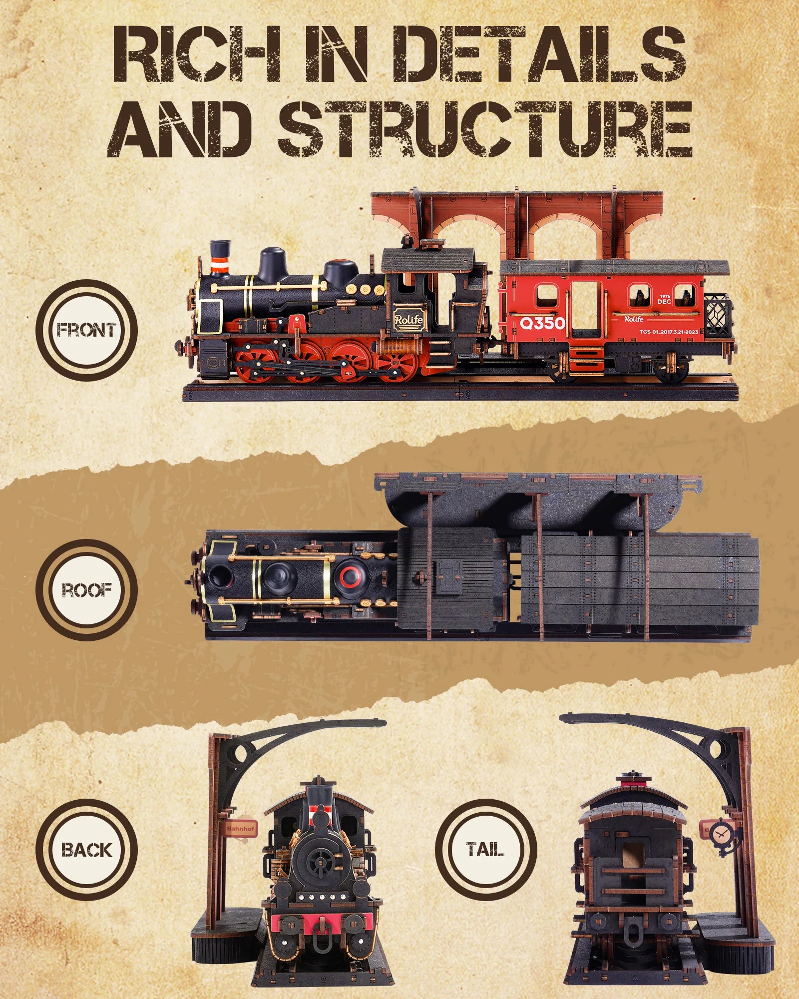 Steam Journey 3D Wooden Train Puzzle by Rolife - Book Nook Kit