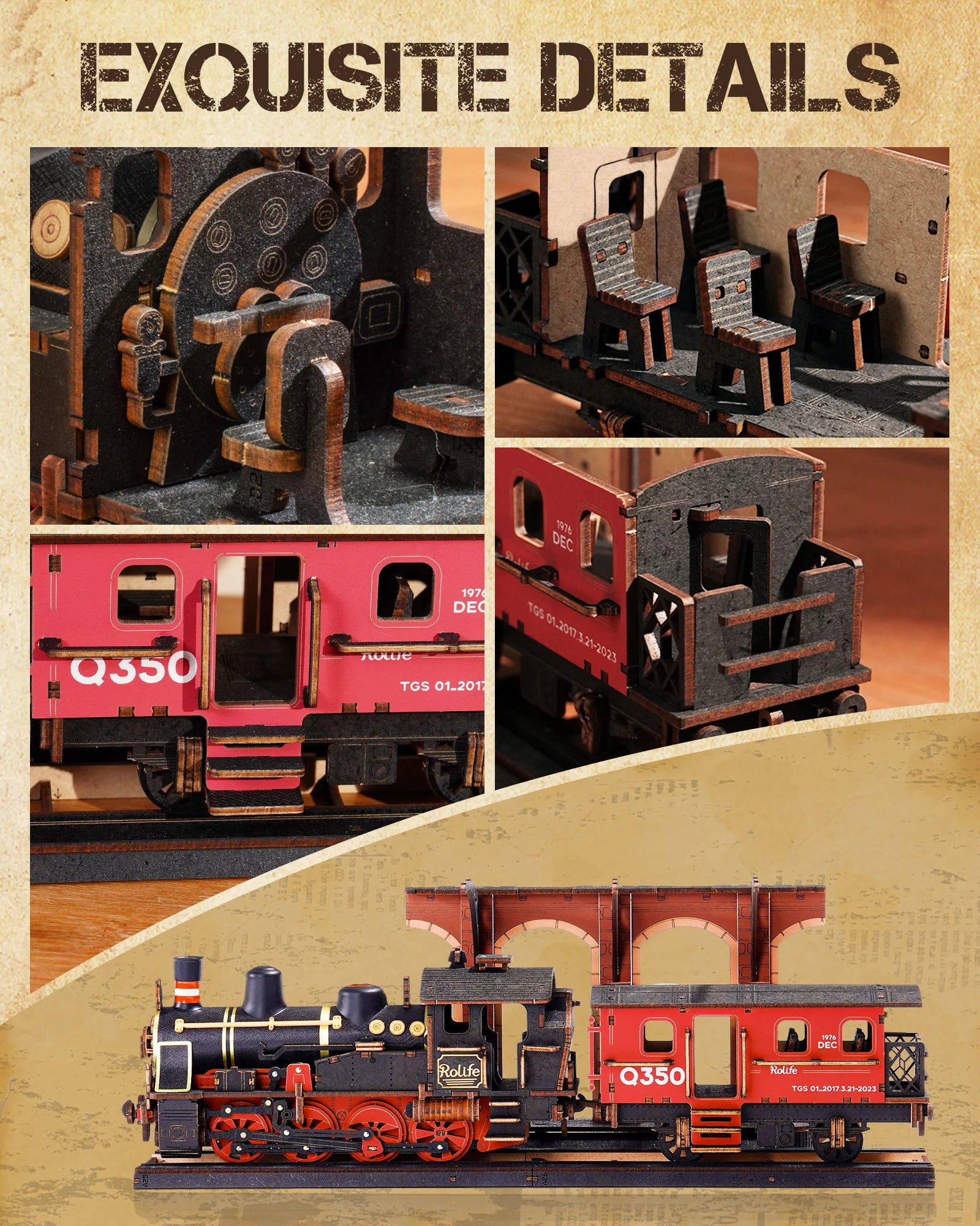 Steam Journey 3D Wooden Train Puzzle by Rolife - Book Nook Kit