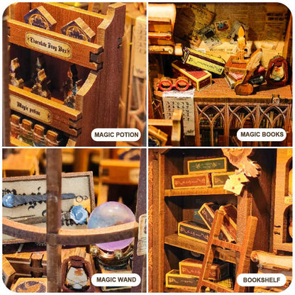 Wizard’s Study DIY Book Nook Kit – Magic Library Miniature for Bookshelf Decor   