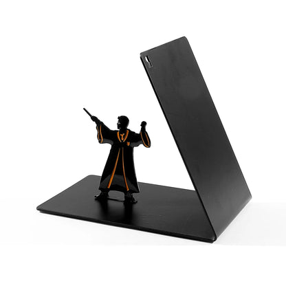 Wizard metal bookend heavy-duty fantasy shelf decor